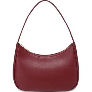 Women Cherry Red Imported Polyester Pu Leather Zipper Closure Mini Tote Handbag